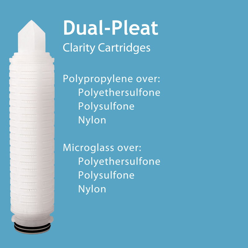 Filter, Clarity, liquid filtration, cartridges, Strainrite, dual-pleat, polypropylene, microglass, over
