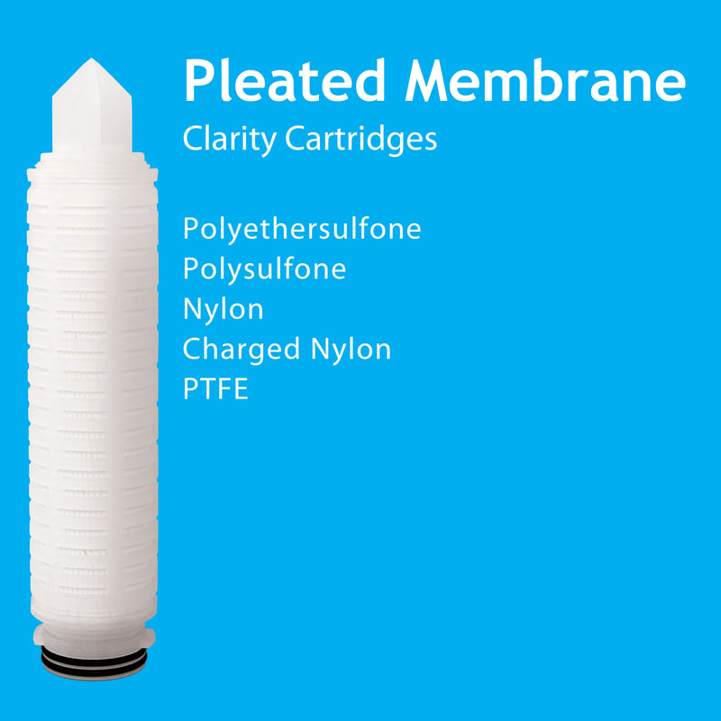 Filter, Clarity, liquid filtration, cartridges, Strainrite, pleated membrane, polyethersulfone, polysulfone, nylon, charged, ptfe