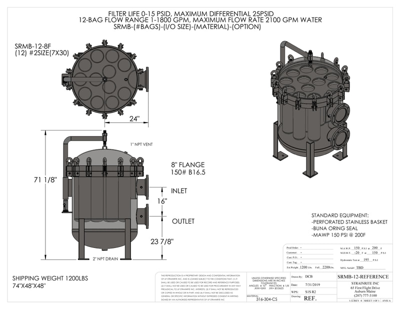 Filter, liquid filtration, Strainrite, filter vessels, vessels, housing, madd maxx, multi-basket, srmb, side-in side-out